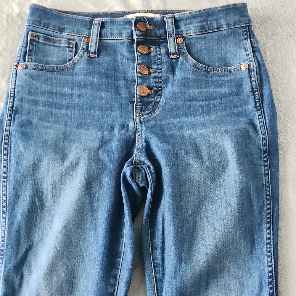 Madewell Jeans Womens 26 Blue 10" High Rise Skinny‎ Raw Hem Medium Wash  Stretch - Picture 2 of 12